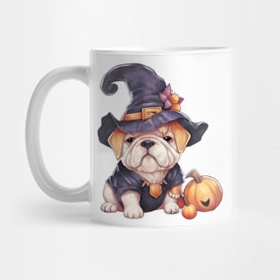 Watercolor Bulldog in Witch Hat Mug